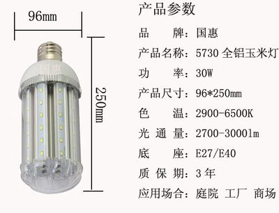廠家專(zhuān)業(yè)生產(chǎn)LED玉米燈 全鋁材散熱30wLED玉米燈5730 價(jià)格